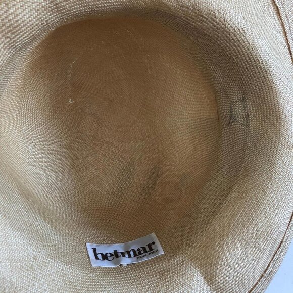 Vintage Floral Hat with Veil - Betmar New York - Tan Hat with Purple Flowers main image 10